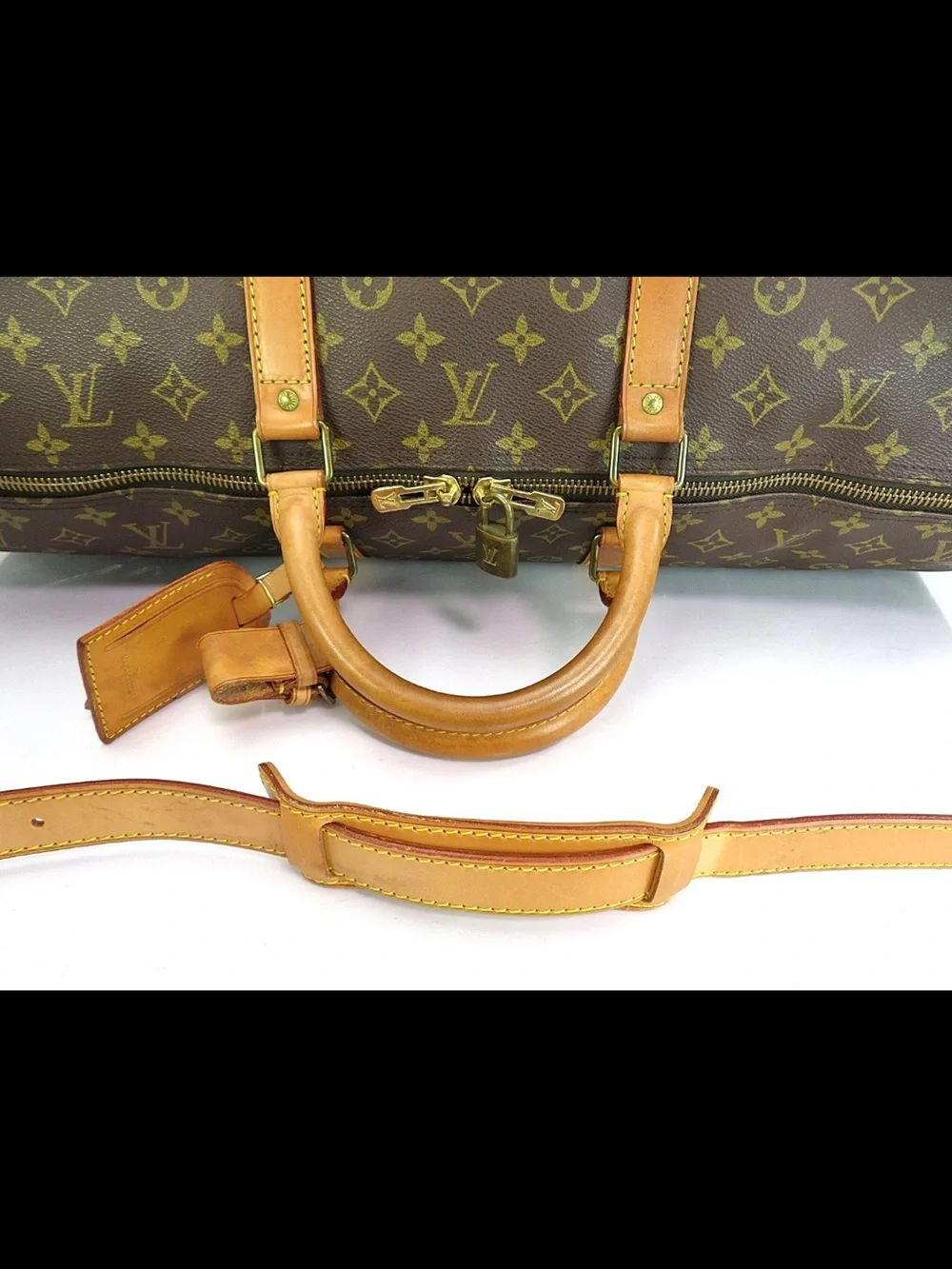 Louis Vuitton Monogram Canvas Duffel with Tan Leather Trim